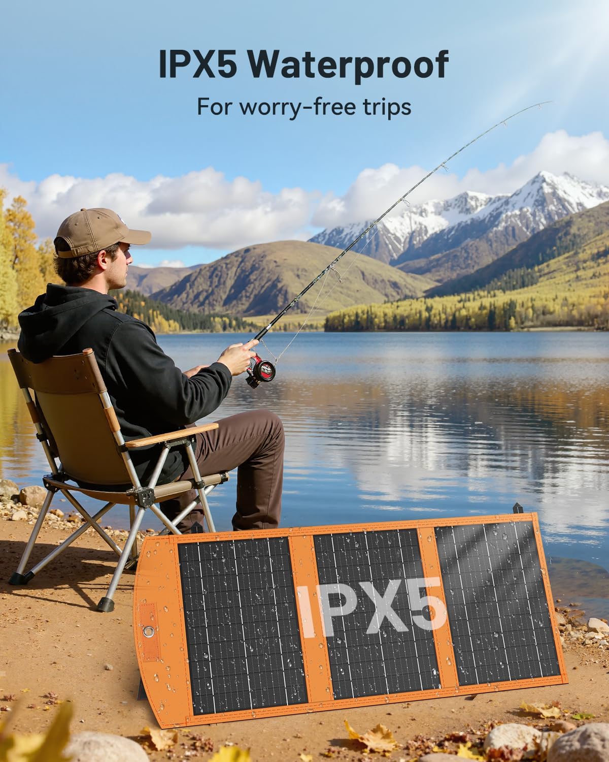 Solar Panels 30W Portable Foldable Solar Charger with 5V USB-A and USB-C Fast Charging Compatible with iPhone, iPad, Samsung, Power Banks, IPX5 Waterproof Perfect for Camping, Hiking, Outdoor