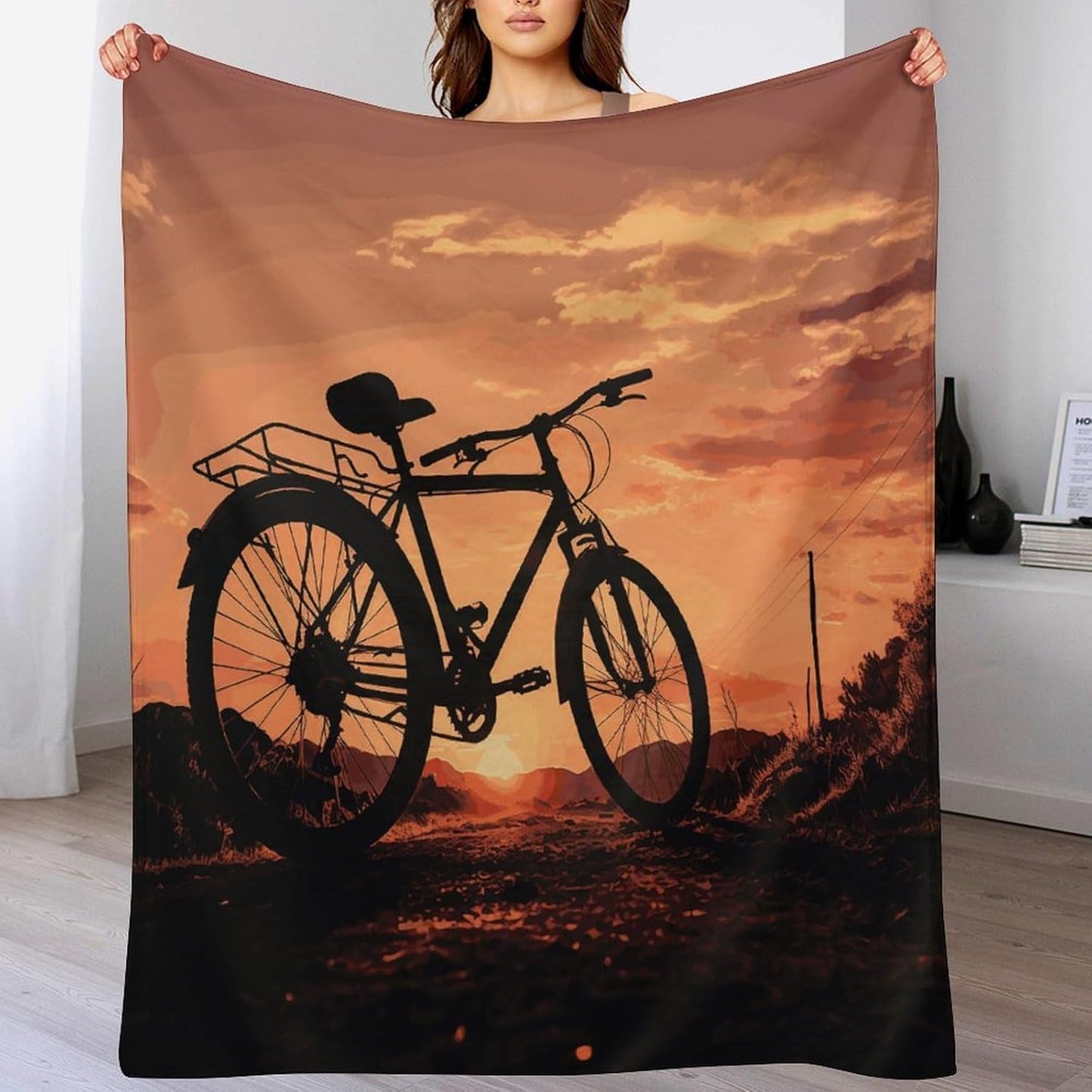 Road Bicycle Blanket Super Soft Lightweight Throw Blanket Cute Cozy Warm Bed Blanket Decorative Fuzzy Blanket All-Season Home Decor Gift for Sofa Couch Living Room 60"*80"（150 * 200cm）