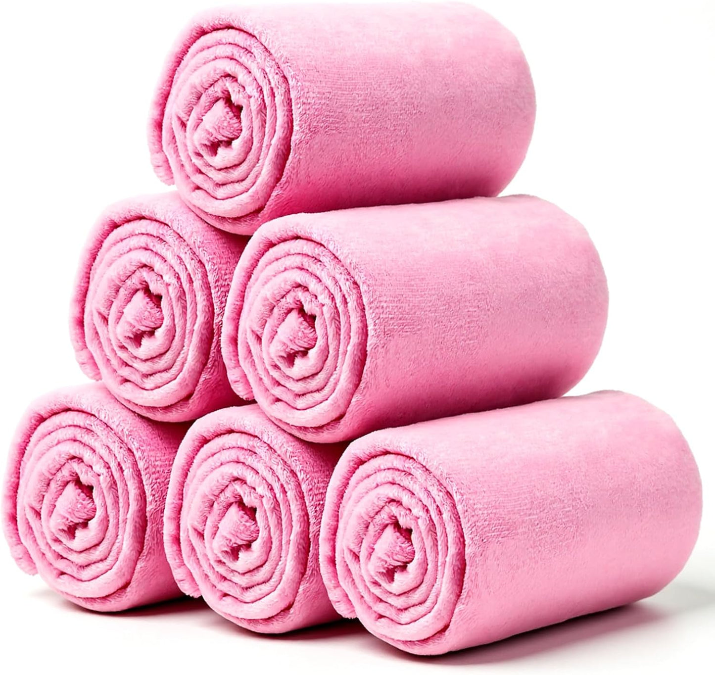 6 Pack Sherpa Fleece Throw Blankets Bulk Soft Fuzzy Wedding Guest Throw Blanket Wedding Flannel Throw-Blanket for Spa Slumber Movie Night Wedding(Pink)