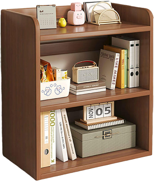 3-Tier Solid Wood Desktop Bookshelf, Freestanding Corner Shelf for Small Spaces, Modern Horizontal Bookcase (50x20x65CM, Color B) - Perfect for Home or Office