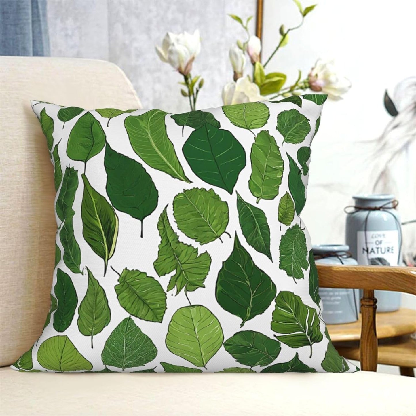 All-Season Square Pillow Covers 18"X18", Banana Palm, Decorative Throw Pillow Covers for Sofa Bed Couch, Hidden Zipper Cushion Cover, Square Lumbar & Accent Pillowcases for Home Decor