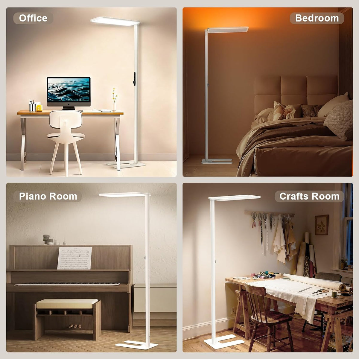 JINIU 150W 11000LM Full-Spectrum 79" LED Floor Lamp, Bridgelux Thrive™ Eye-Care Standing Lamp, Dimmable 4000K Natural Daylight, Motion Sensor for Home Office, Playroom, Special Nightlight for Bedroom