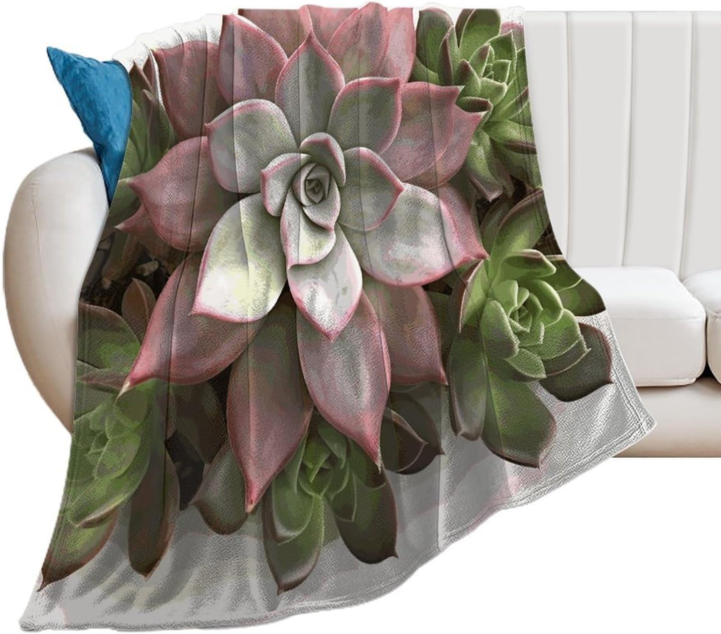Succulent Botanical Blanket Super Soft Lightweight Throw Blanket Cute Cozy Warm Bed Blanket Decorative Fuzzy Blanket All-Season Home Decor Gift for Sofa Couch Living Room 30"*40"（76 * 100cm）