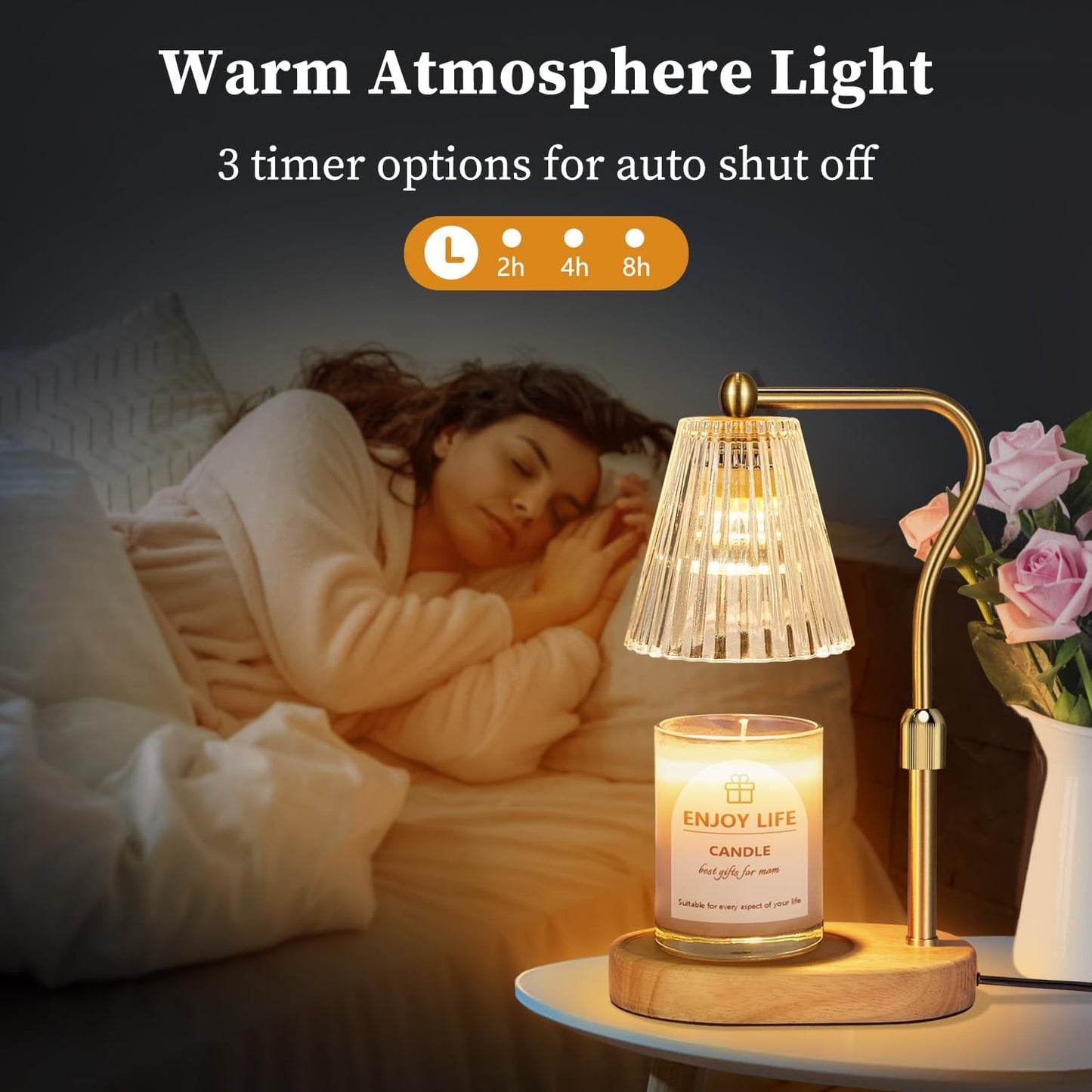 Candle Warmer Lamp with Timer Dimmer Adjustable Height for New Home Bedroom, Vintage Home Decor for Scented Jar