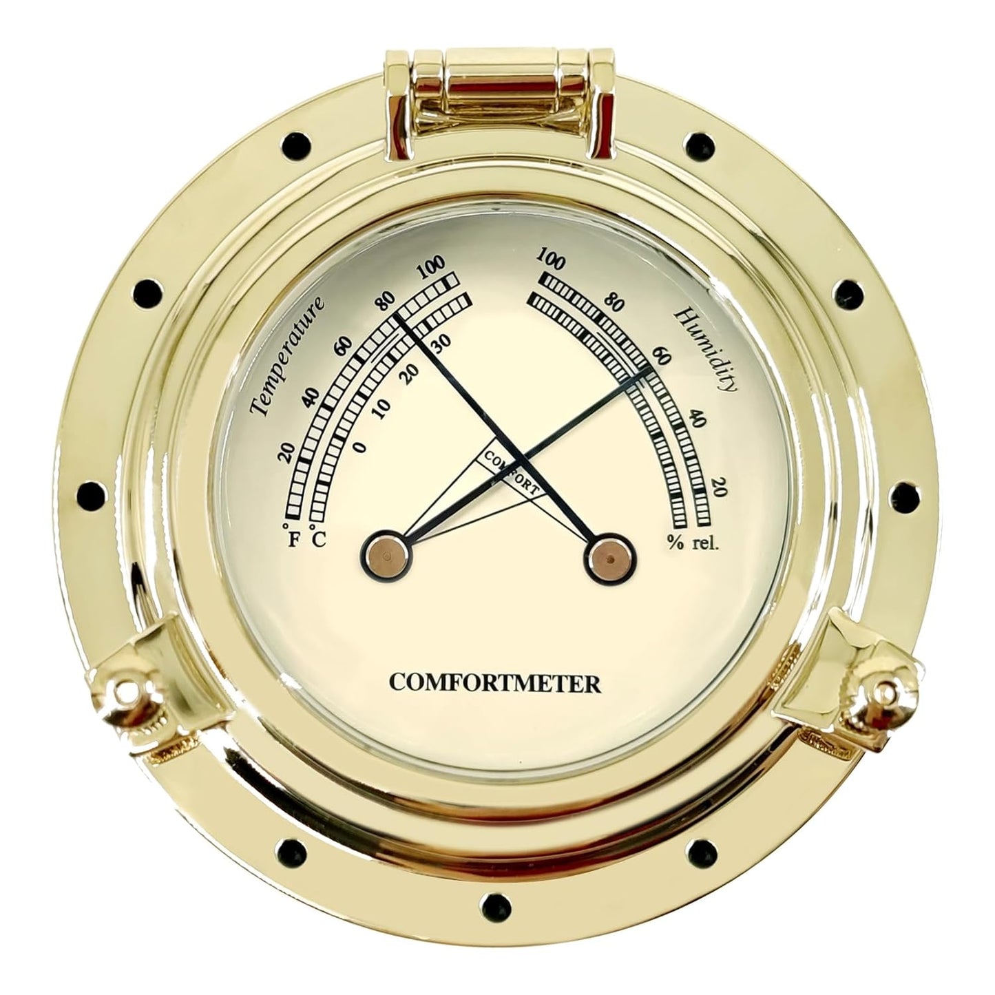 THALASSA 3.8" Boat Hygrometer Thermometer Marine Thermo-Hygrometer – Compact, Flush-Mounted Copper Alloy for Boats Yachts & Ships, Ensures Optimal Air Quality & Equipment Protection in Marine