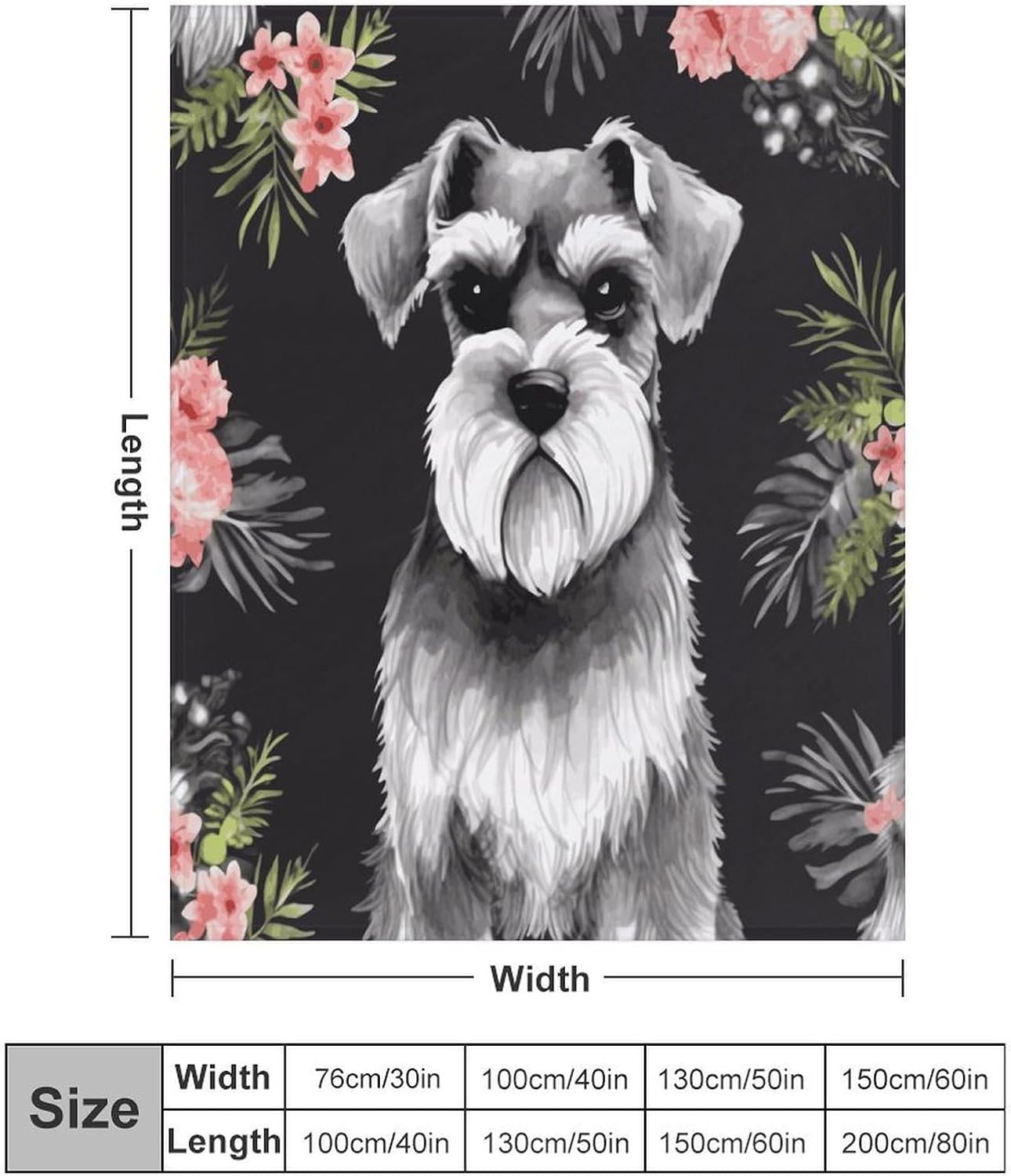 Schnauzer Blanket Super Soft Lightweight Throw Blanket Cute Cozy Warm Bed Blanket Decorative Fuzzy Blanket All-Season Home Decor Gift for Sofa Couch Living Room 60"*80"（150 * 200cm）
