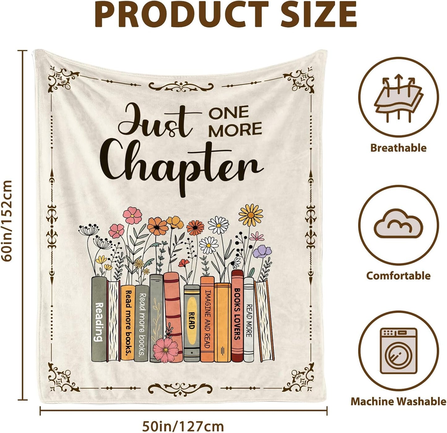 Book Lovers Gifts Blanket - Reading Gifts for Book Lovers, Reading Gifts for Women, Books Club Gift for Reader Bookish Bookworm, Christmas Birthday Gift for Books Lover Librarian Teacher, 60"x50"