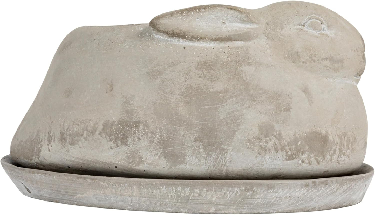 Creative Co-Op Cement Rabbit Planter with Saucer (Set of 2 Pieces)