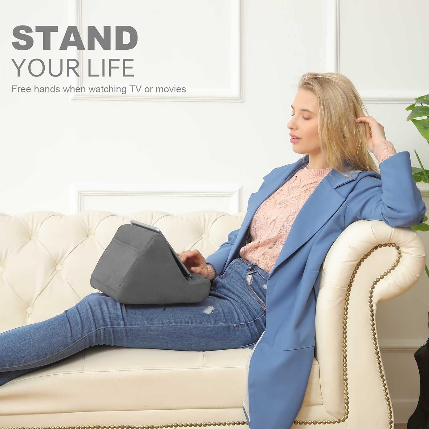 Macl Tablet Pillow Stand, Multi-Angle, Lightweight, Hand-Free, Compatible with iPad and Tablets up to 13 inches