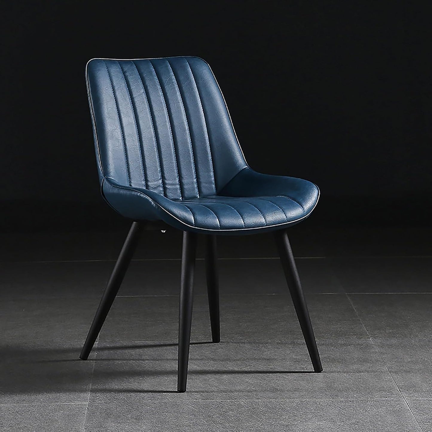 Dining Chairs Vintage Kitchen Counter Chairs Lounge Leisure Living Room Corner Chairs with Metal Legs Pu Leather Seat and Backrests/Black/E