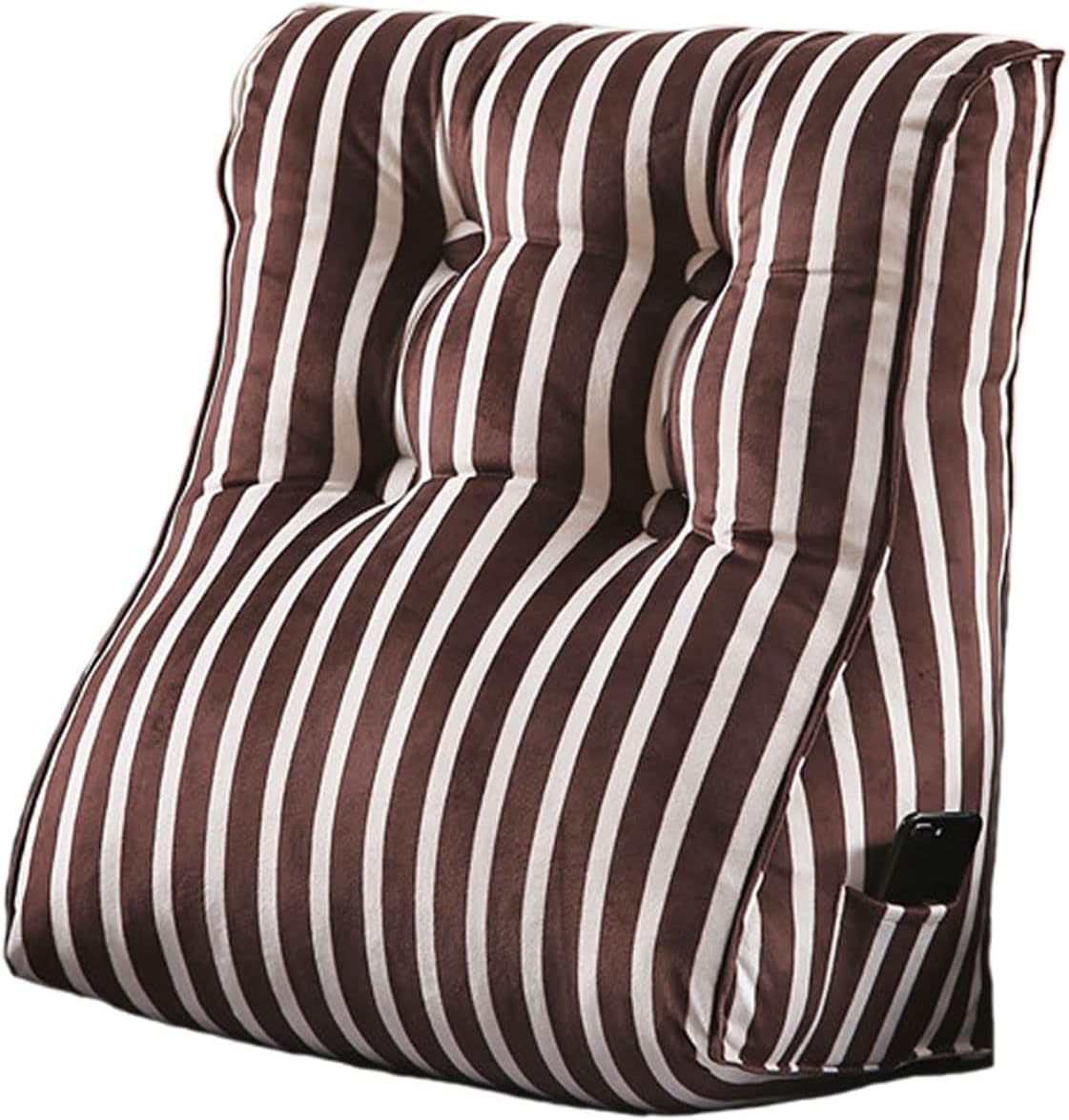 Sofa Back Support Cushion Multifunctional Bed Rest Bolster Wedge Back Reading Pillow Sitting Up Lumbar Support Pillow for Couch Sofa Decorative (Color : Brown, Size : 55 x 60 x 30 cm)