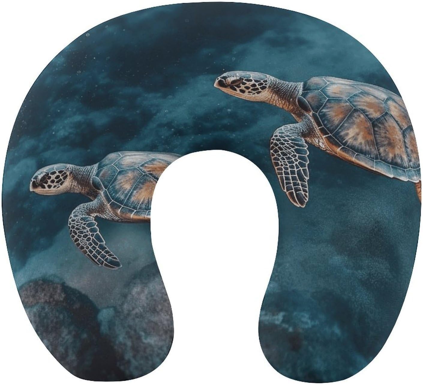 Turtle Swimming in The Sea Neck Pillow Memory Foam U Shaped Pillows Portable Pillows for Shoulder Travel Head Support Pillow with Concealed Zipper for Airplane Car Home Office