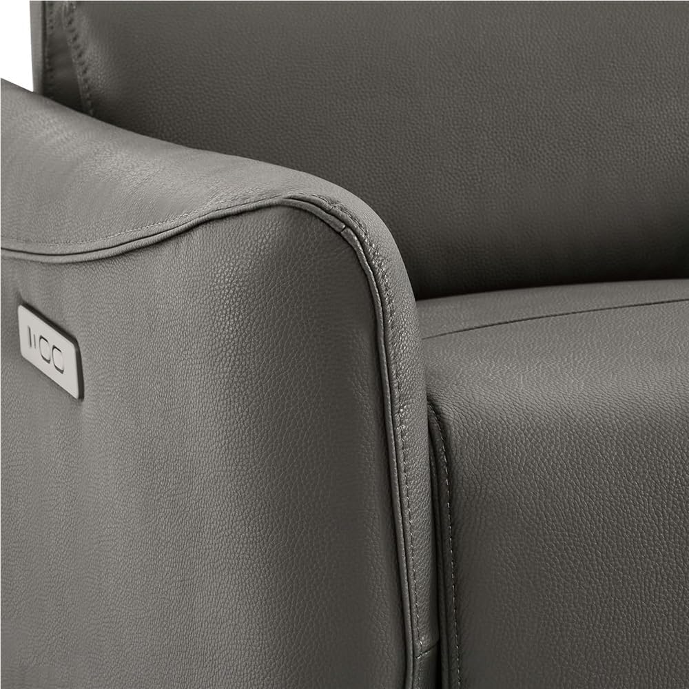 Modern Power Swivel Rocker Chair, Oversized Leather Power Recliner Chair with Charging Port, Comfortable Swivel Chair for Adults, Stylish Grey Reclining Sofa Chair
