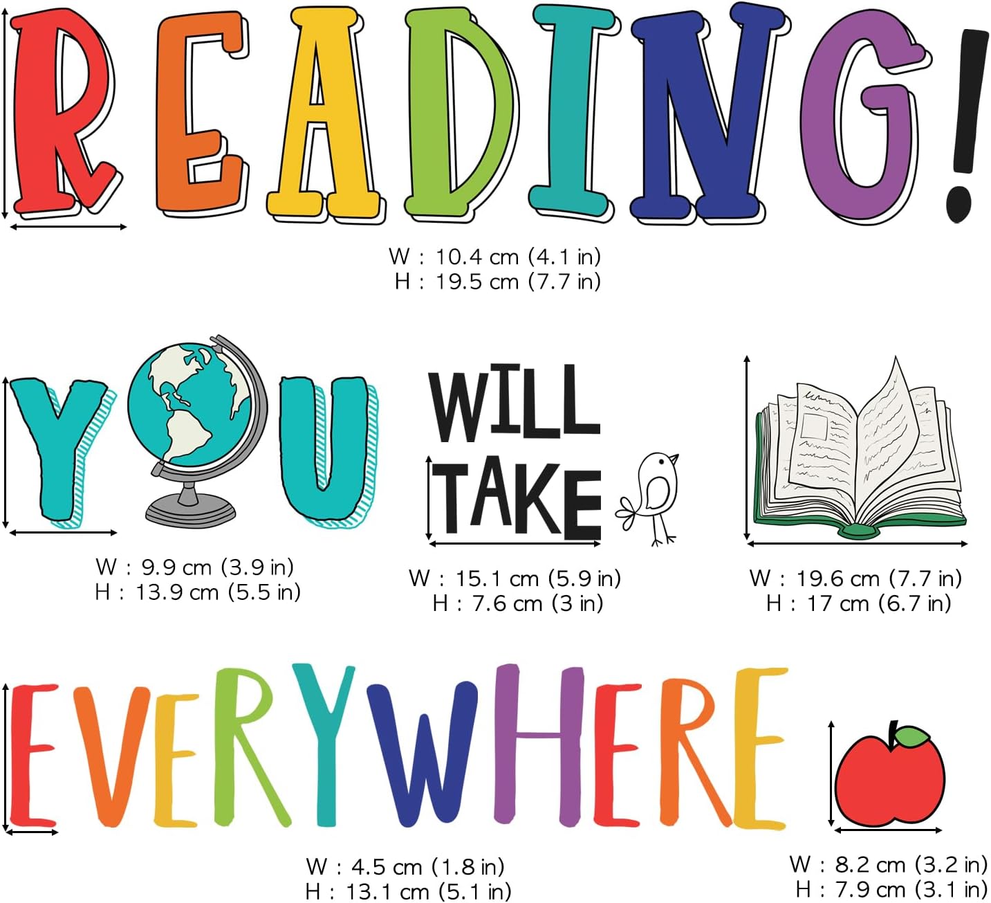DECOWALL Reading Corner Wall Decals – Inspirational Peel and Stick Removable Stickers for Classroom, Kids Room & Nursery – Book Theme Wall Art for Bedroom, Library & Playroom Decor (DS9-8092)