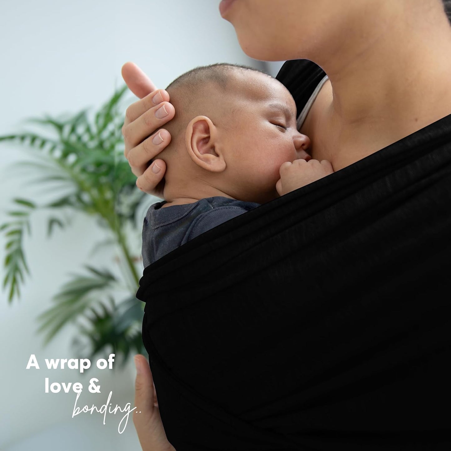 ELDOMA Black Baby Wrap Carrier - Lightweight, Breathable Baby Sling, Hands Free Baby Carrier Sling, Baby Carriers from Newborn to Toddler, (7-35 lbs / 3-15kg)