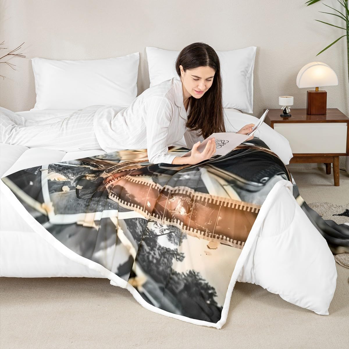 Photography Theme Throw Blankets,Vintage Photographic Film Bed Blanket,Kids Teens Woman Men Old Camera Photo Fleece Blankets Retro Black Office Chair Sofa Decor,90"×90"