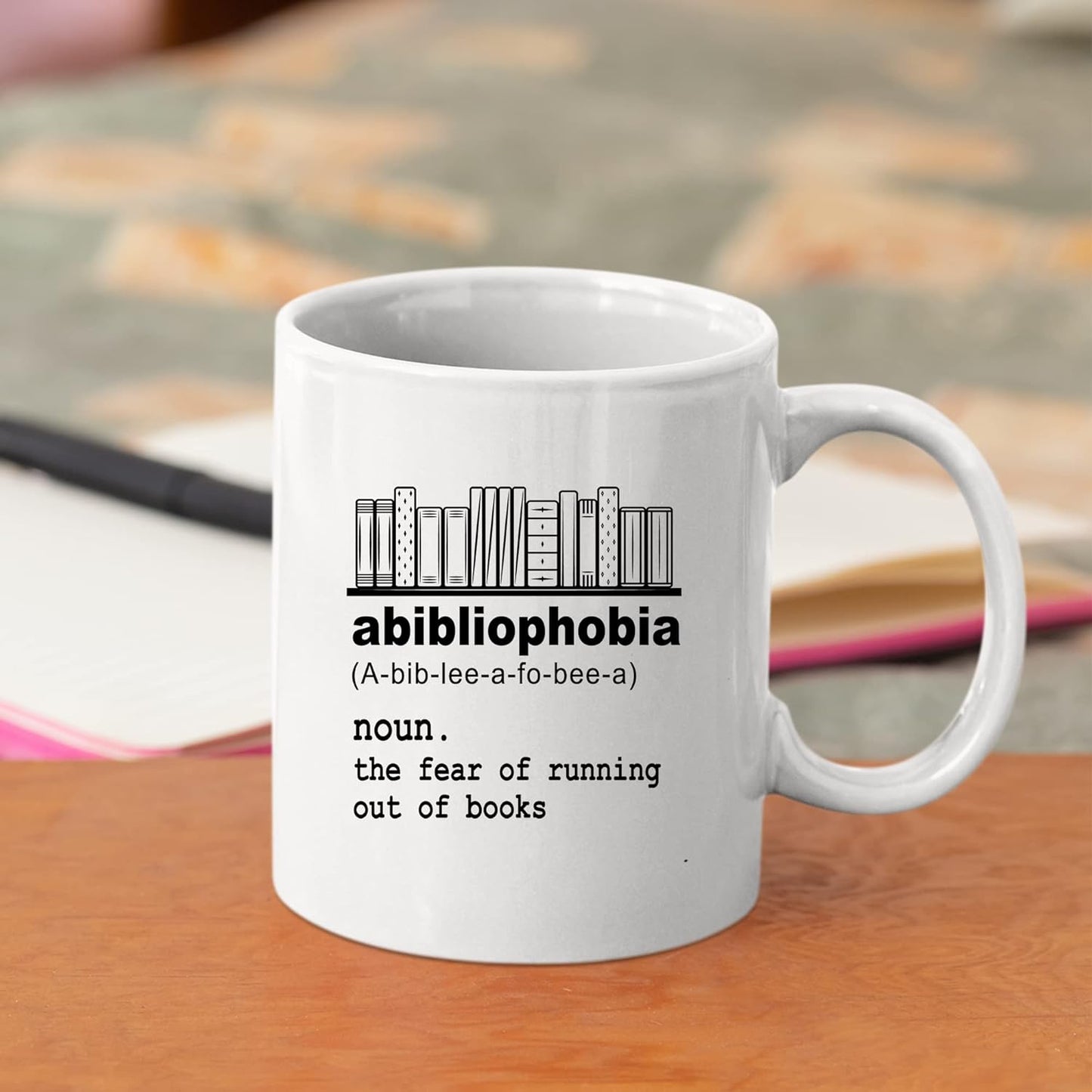 Panvola Abibliophobia Definition Mug Book Lover Gifts For Women Men Librarian Reader Novelty Drinkware Ceramic Coffee Mug White (11 oz)
