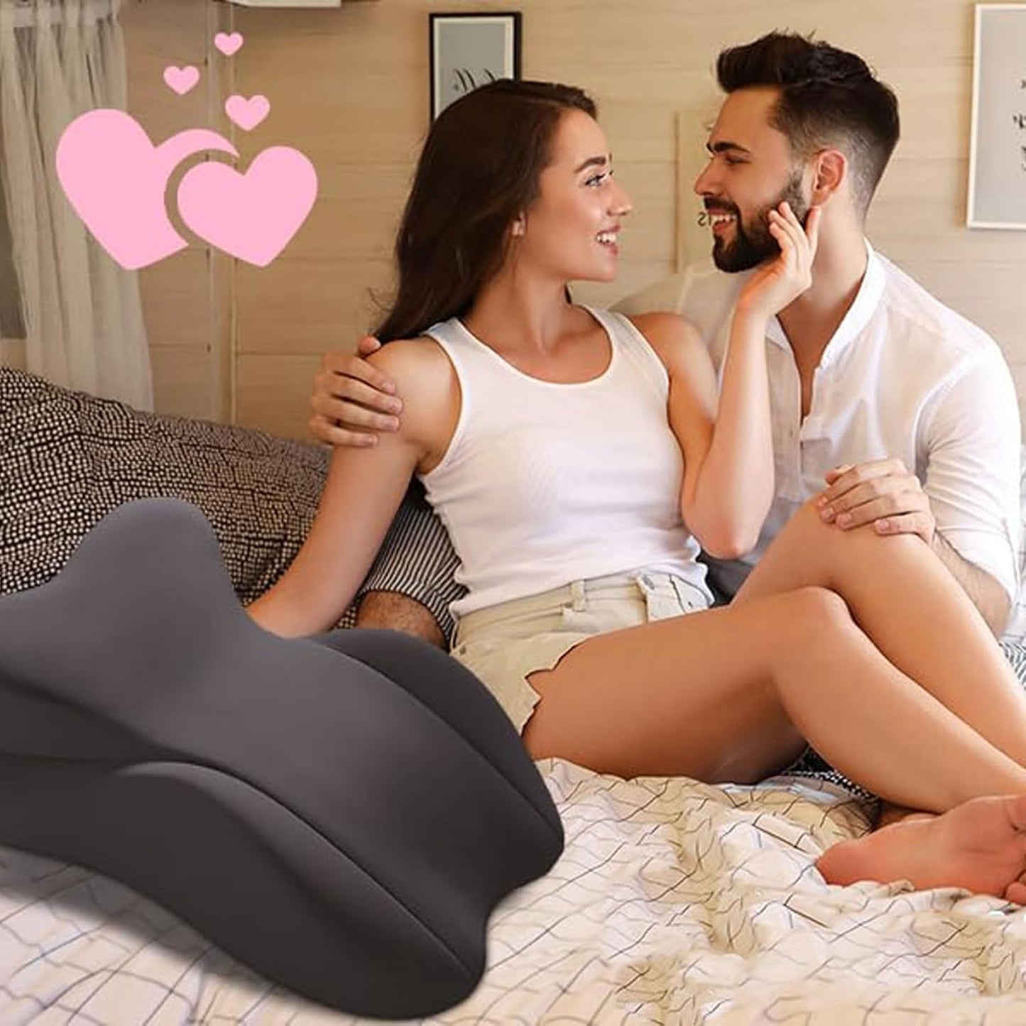 Extra-Large Intimate Pillow - 27° Perfect Angle Ergonomic Curve Support Pillow Deeply Supports Intimate Positions(ZT002Gray1)