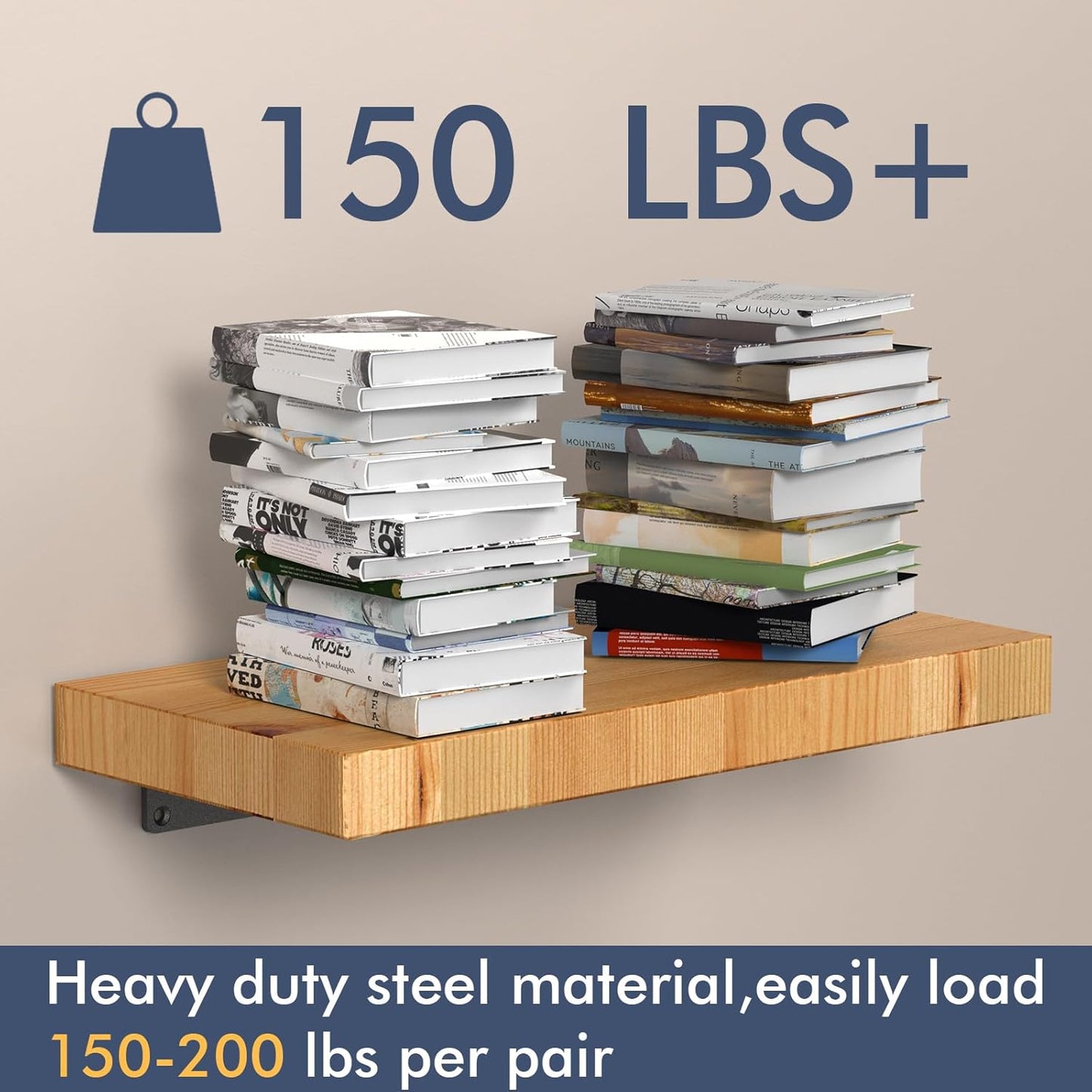 4 Pack Floating Shelf Brackets, 6 Inch Heavy Duty Industrial Shelf Bracket, Black Metal L Brackets for Shelves Support DIY(1/5 Inch Thicked)