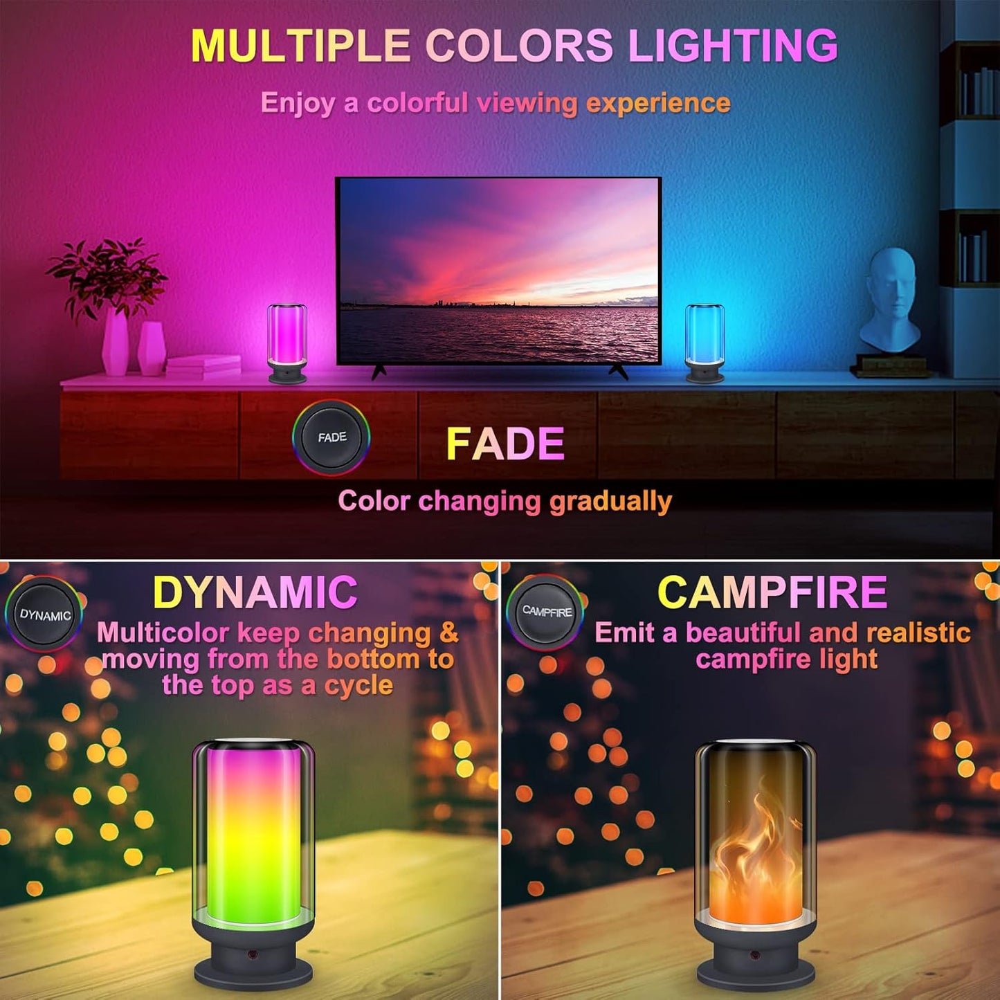 BIGMONAT Bedside Table Lamp Kids with Remote, Color Changing Desktop Led Light with Timer Setting, Dimmable RGB Night Light,Warm White Light Nightstand Lamp for Bedroom,Living Room(Black-1Pack)