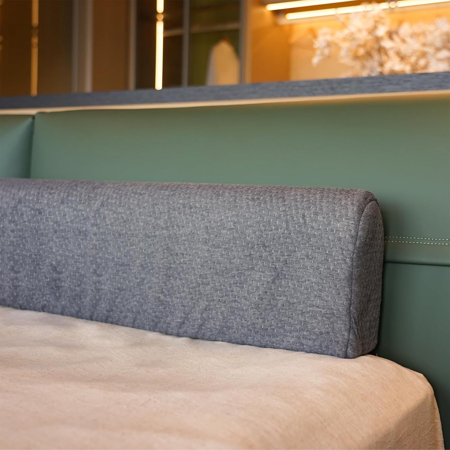 Bed Wedge Pillow for Headborad Bed Wedge Pillow for Queen Bed Matterss Gap Filler, Multi Functional Bed Crack Long Pillow, Fill The Gap (0-8") Between Headboard and Mattress, Gray (Queen (60"x8"x4)