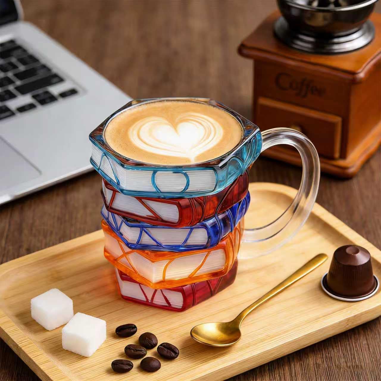 VNROSE Painted Book Mug - 3D Book Coffee Mug,Novelty Coffee Mug,Personalized Gift for Book Lovers, Birthday Gift For Women,Unbreakable Library Art Cup,Book Club Gifts(10oz)