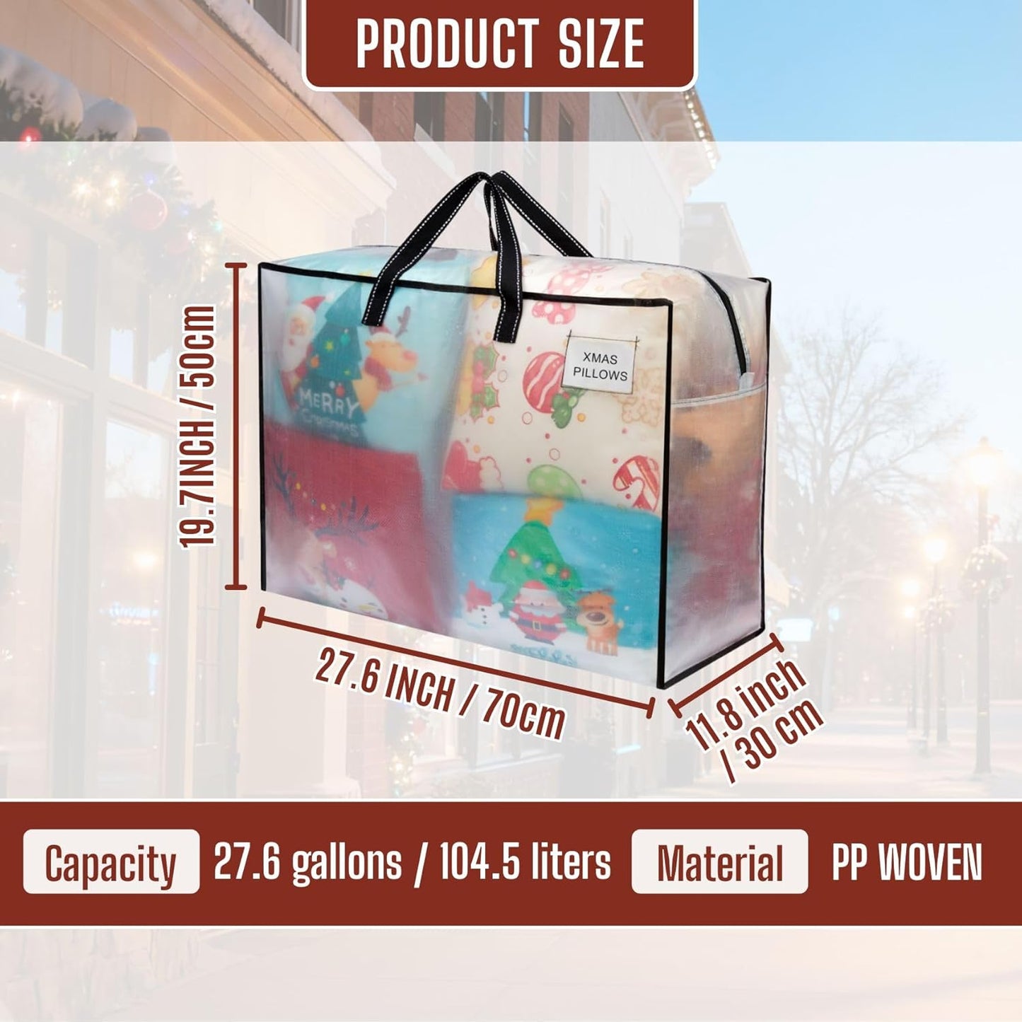 VENO 4 Pack Heavy Duty Moving Bags, Storage Bags, Packing Supplies, Top Zipper, Storage Totes for Camping, Clothes, Bedding, Comforters, Pillows (27 Gallon Clear, 4 Pack)