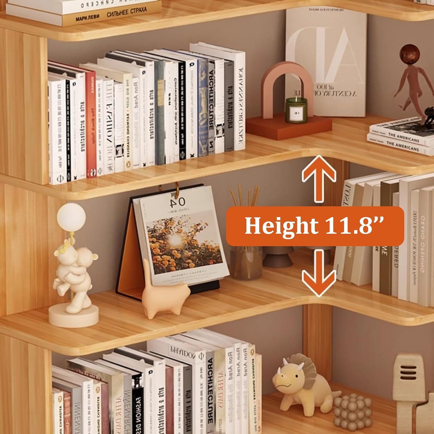 6-Tier L-Shaped Corner Bookshelf, Modern Tall Freestanding Bookcase with Anti-Drop Panel, Stylish Etagere Shelf for Home Office & Living Room Storage Organizer