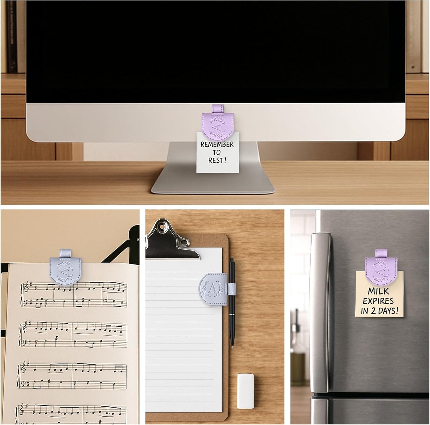 Personalized Magnetic Bookmark Pen Holder, 2 Pcs Letter Custom Book Mark Journal Clip, Gifts for Book Lovers Reading Women, Blue & Purple, Letter A