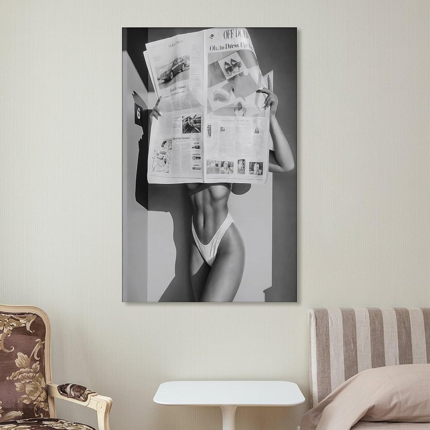 Wall Decoration Painting Beautiful Woman Reading Newspaper Black And White Feminist Poster Wall Art Bar Decoration Canvas Art Poster And Wall Art Picture Print Modern Family Bedroom Decor Posters 08x1