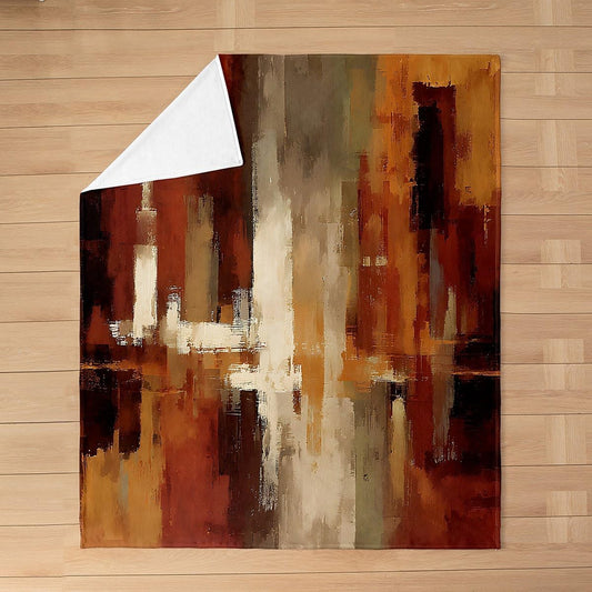 Feelyou Burnt Orange Fleece Throw Blanket Abstract Rust Art Flannel Blanket Plush Fuzzy Geometric Modern Chic for Bed Couch Chair Living Room Farmhouse Throw 50"x60" Bedroom Decor
