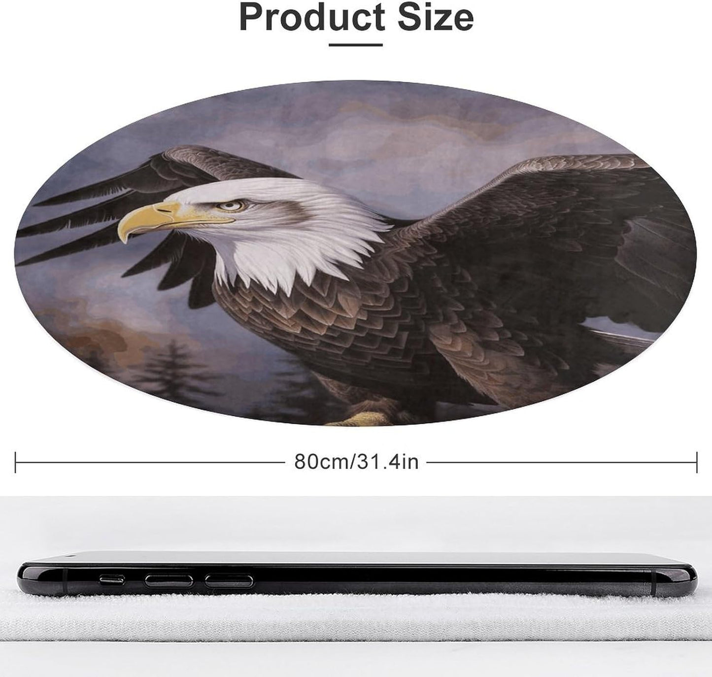 Bald Eagle Circle Rug Retro Luxury Coral Velvet Floor Mat Non Slip Soft Indoor Floor Carpet Comfy Thickened Area Rugs Modern Aesthetic Minimalist Carpets for Home Decor