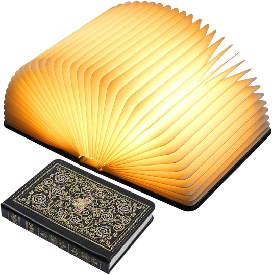 Book Lamp for Book Lovers Gifts, Bookshaped Small Mood Lighting Lamp Foldable Paper Hardcover Cover, Unique Aesthetic Lamps USB Rechargeable, Bookish Decor for Library, Reading Nook, Bookshelf