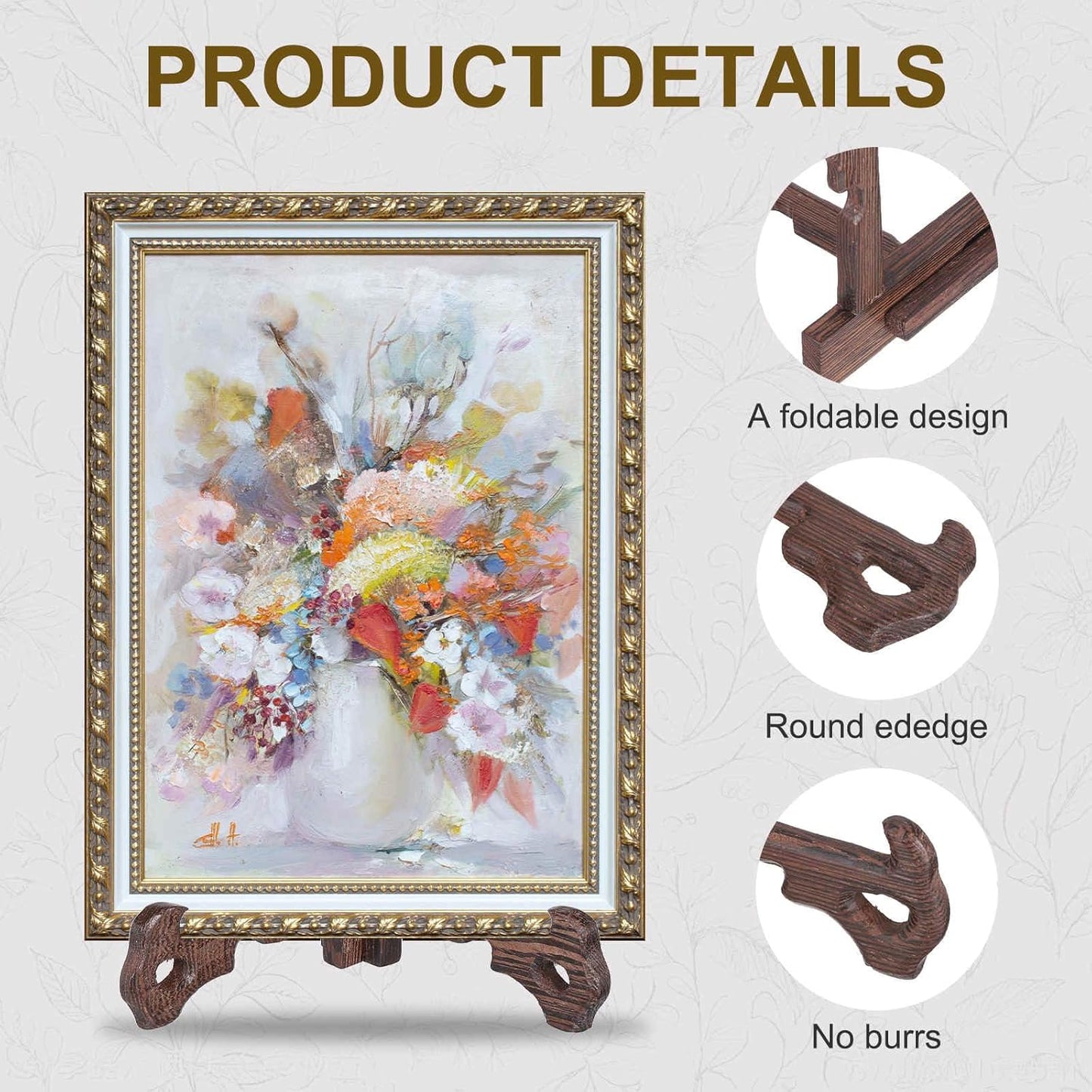 MECCANIXITY Wooden Easel Plate Holder, 9" Small Natural Wood Easels Table Display DIY Stand for Decorative Picture Frame Book Artwork Desktop Ornaments