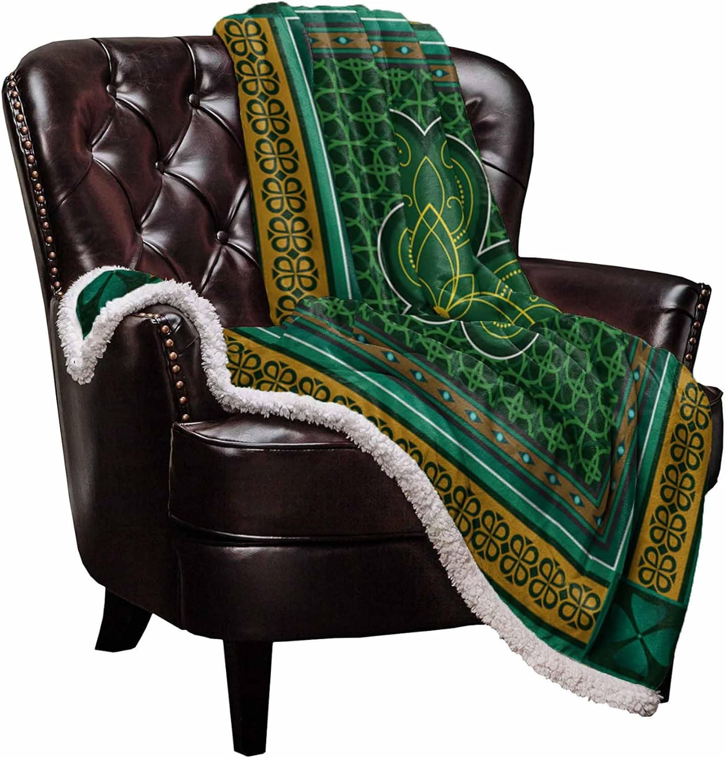 T&H XHome Sherpa Fleece Throw Blanket Cozy Soft Warm Bed Blankets,St. Patrick's Day Traditional Shamrock Irish Fuzzy Plush Microfiber Lightweight Blankets All Season for Couch Sofa 50x80IN