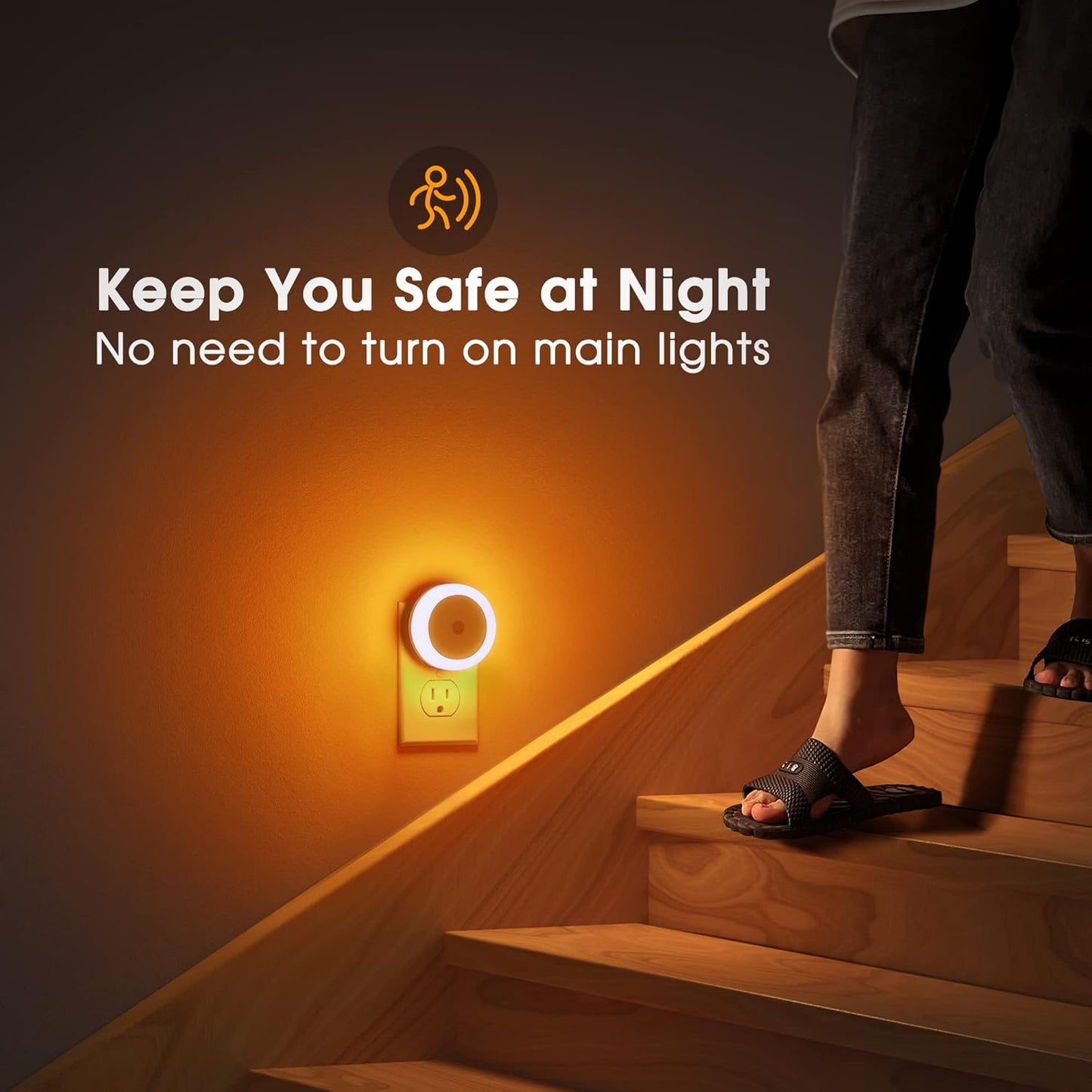 Briignite Amber Night Light Orange, LED Night Lights for Kids, 4 Pack, Plug in Night Light, Hallway Lights, Wall Light, Nightlight for Adult, 0.6W 60LM