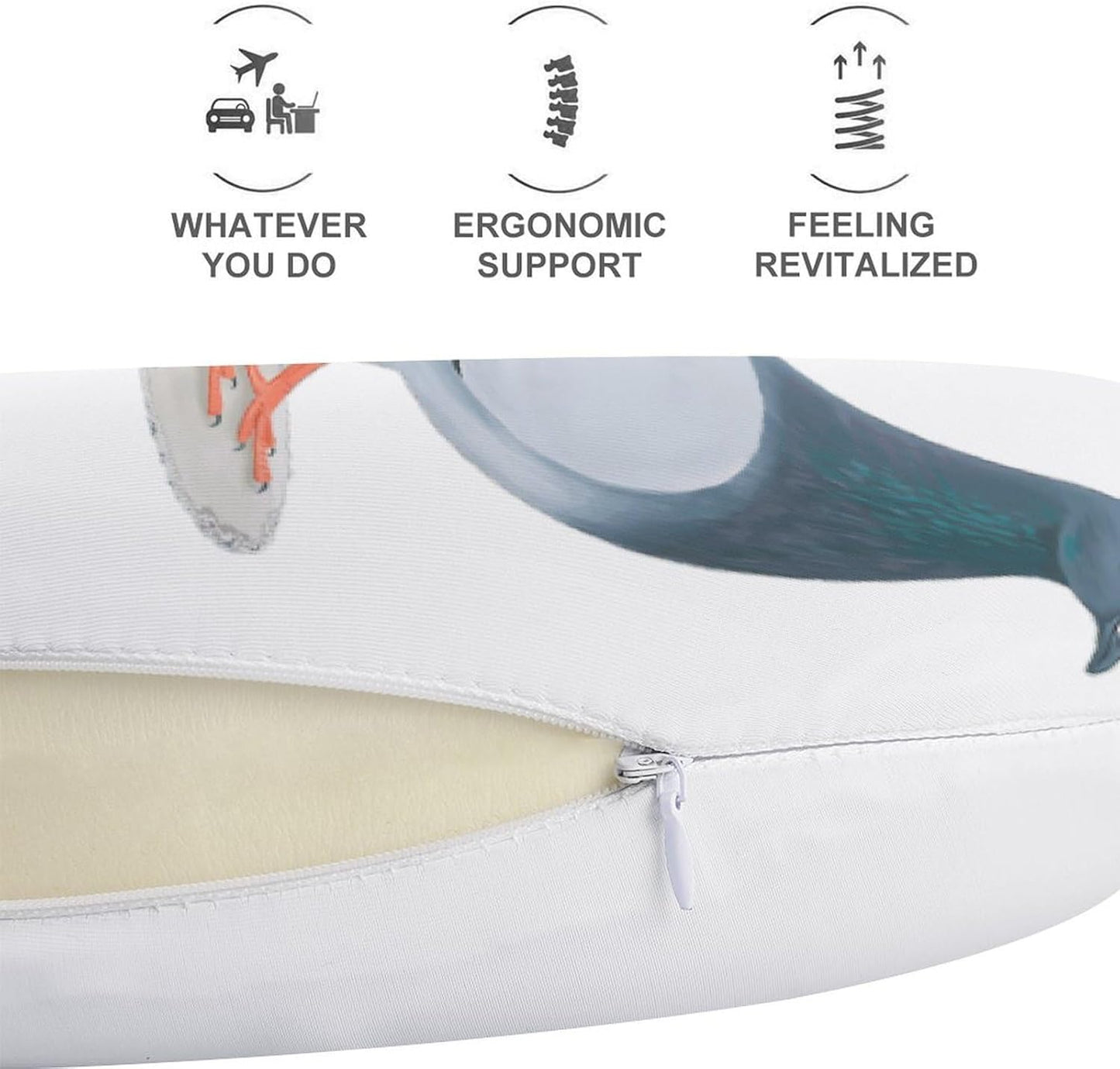 Pigeon Neck Pillow Memory Foam U Shaped Pillows Portable Pillows for Shoulder Travel Head Support Pillow with Concealed Zipper for Airplane Car Home Office