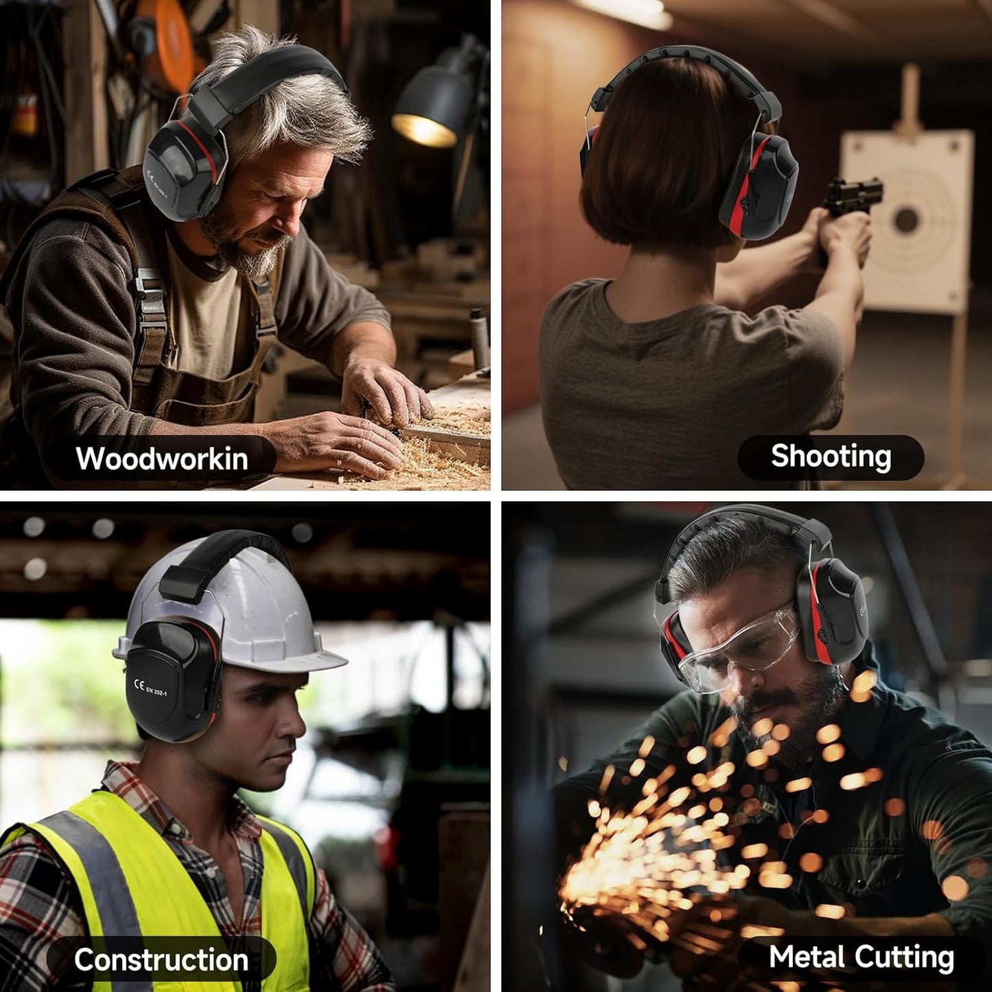 Noise Reduction Ear Protection Ear Muffs, Shooting Ear Protection, SNR 28dB Noise Cancelling Headphones for Adults Kids Autism, Hearing Protection for Shooting,Gun Range,Mowing