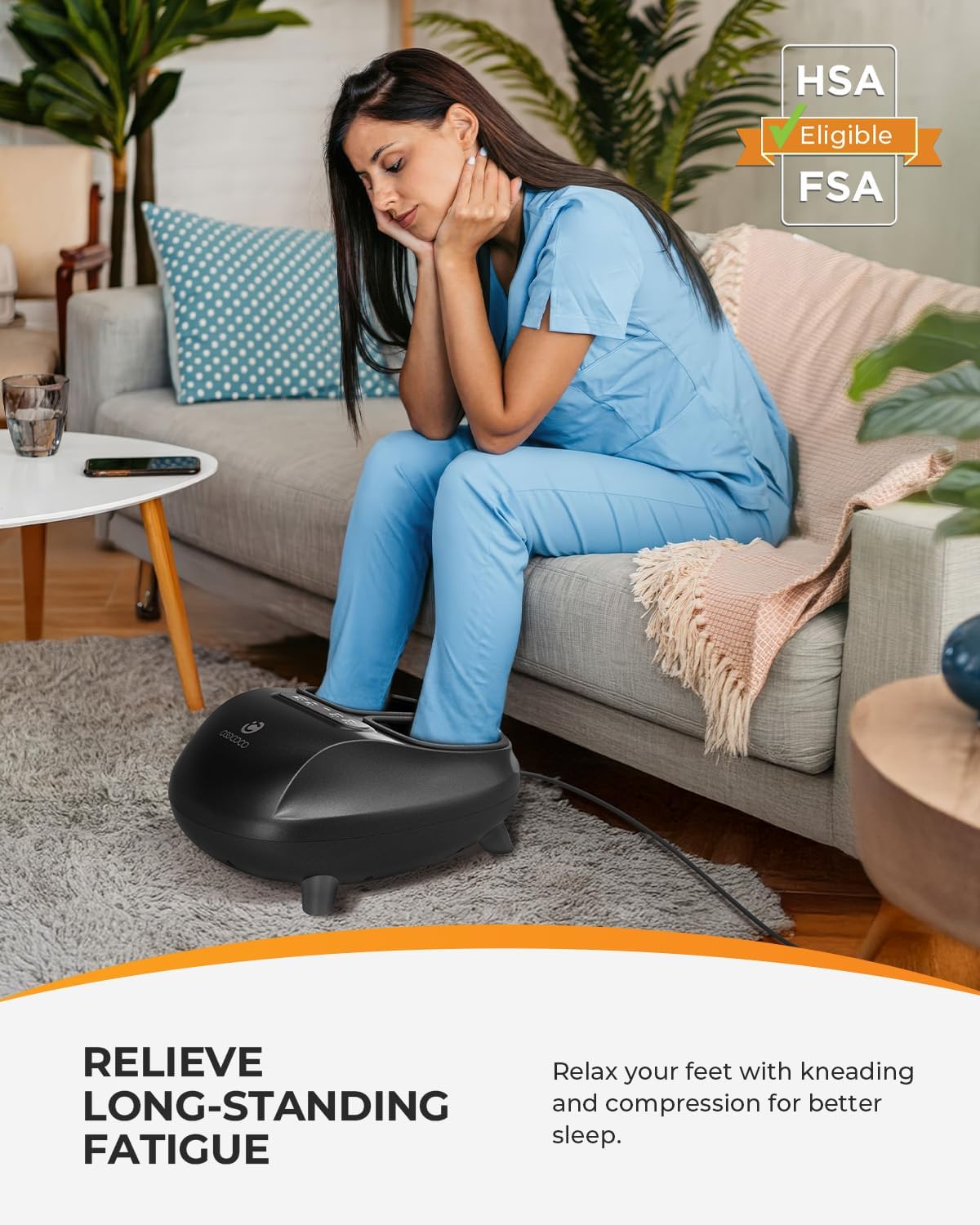 CooCoCo 2026 Upgraded Luxury Foot Massager, Fsa Eligible Items, Heated Foot Massage Machine for Neuropathy & Plantar Fasciitis, Advanced Kneading Compression Shiatsu, Hsa Approved Feet Massager
