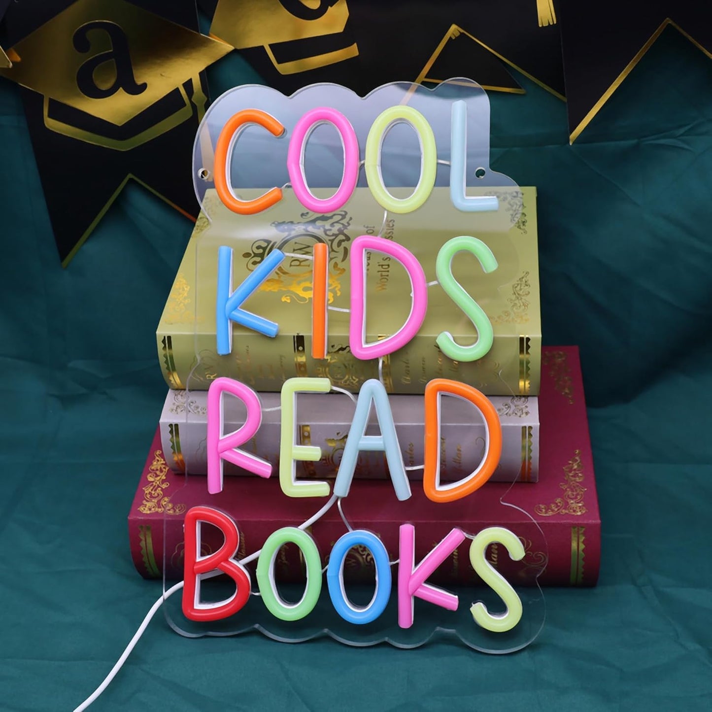 Cool Kids Read Books Neon Signs USB Powered for Wall Decor，Books Neon Light Sign for Reading Room Hanging Decorations Library Classroom Read Corner Decor, Bookish Gifts