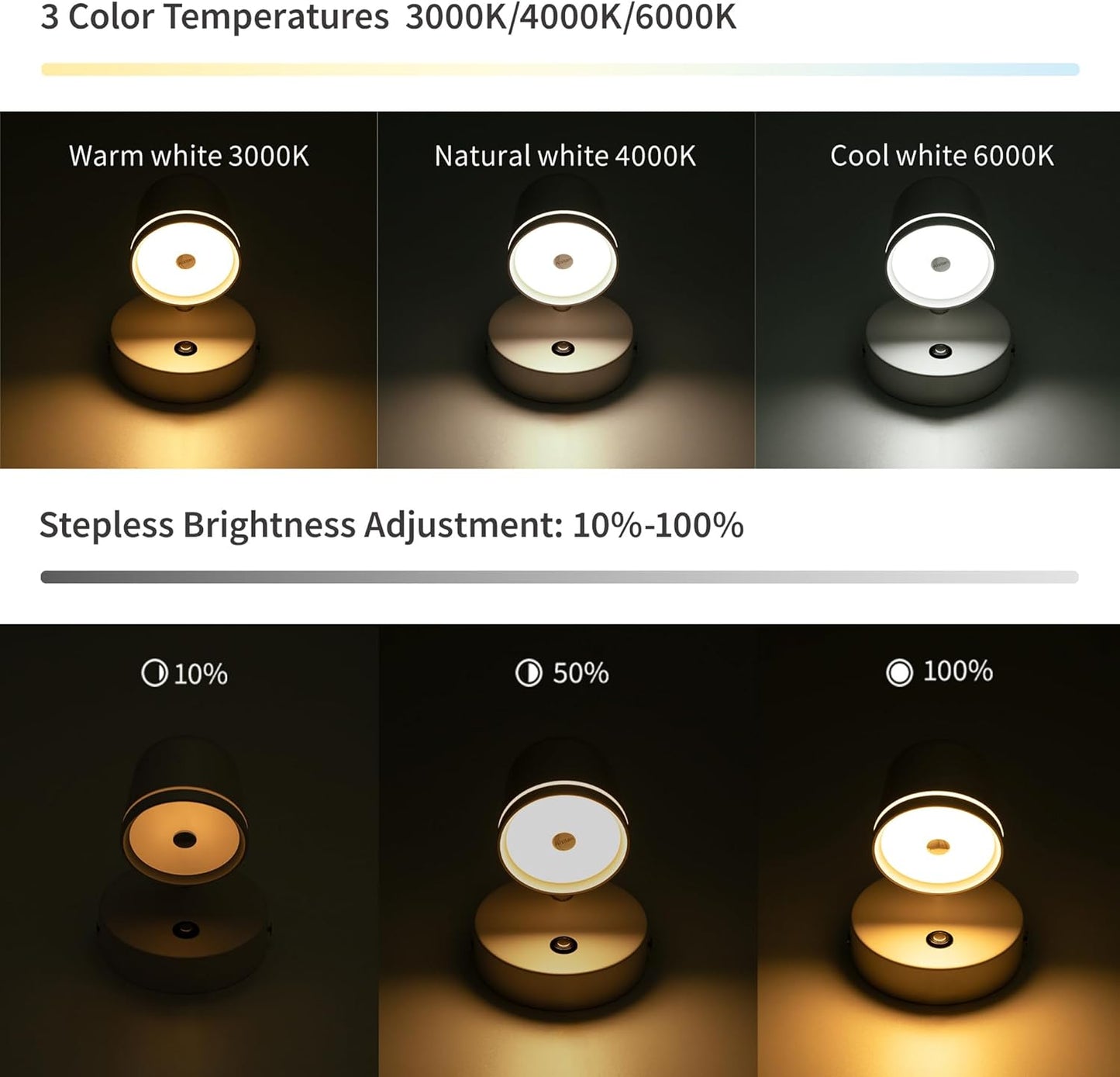 Aisilan Wall Sconce, Hardwired Touch Dimmable Wall Light with 3 Color Temperatures, Adjustable 7W LED Wall Lamp CRI97, Modern White Aluminum Sconce for Bedroom Bedside Hallway