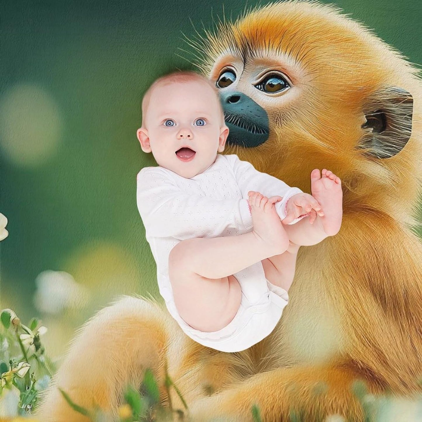 Wildlife Baboon Monkey Animal Throw Blanket for Couch Bed Plush Cozy Fuzzy Flannel Blanket for All Season 55"x70"