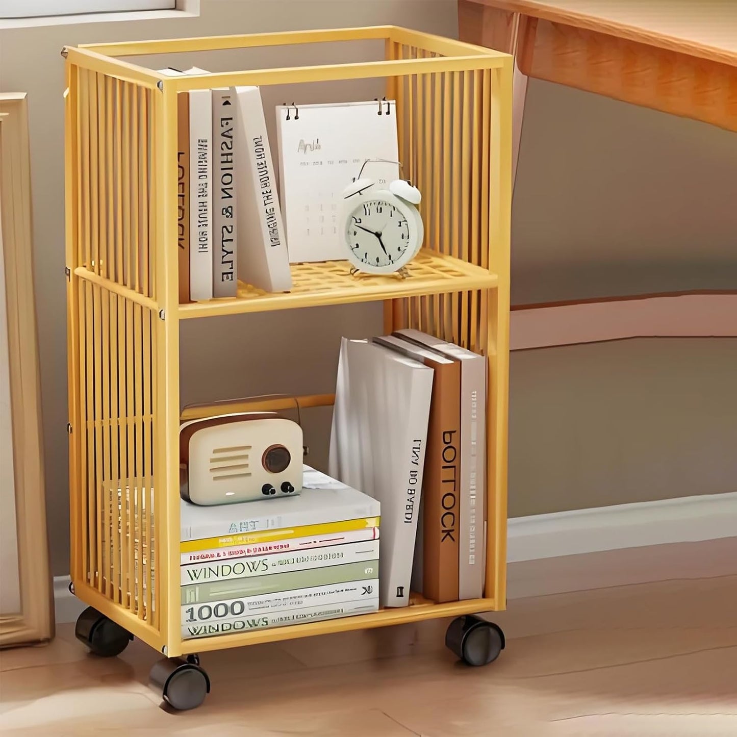 Bookshelf,spinning Bookshelf,metal Bookshelf,rotating Book Shelf,unique Bookshelf,book Shelves,bookshelf With Storage,Suitable For Living Room, Bedroom, Study, Living Room Corner, Balcony(Gold)