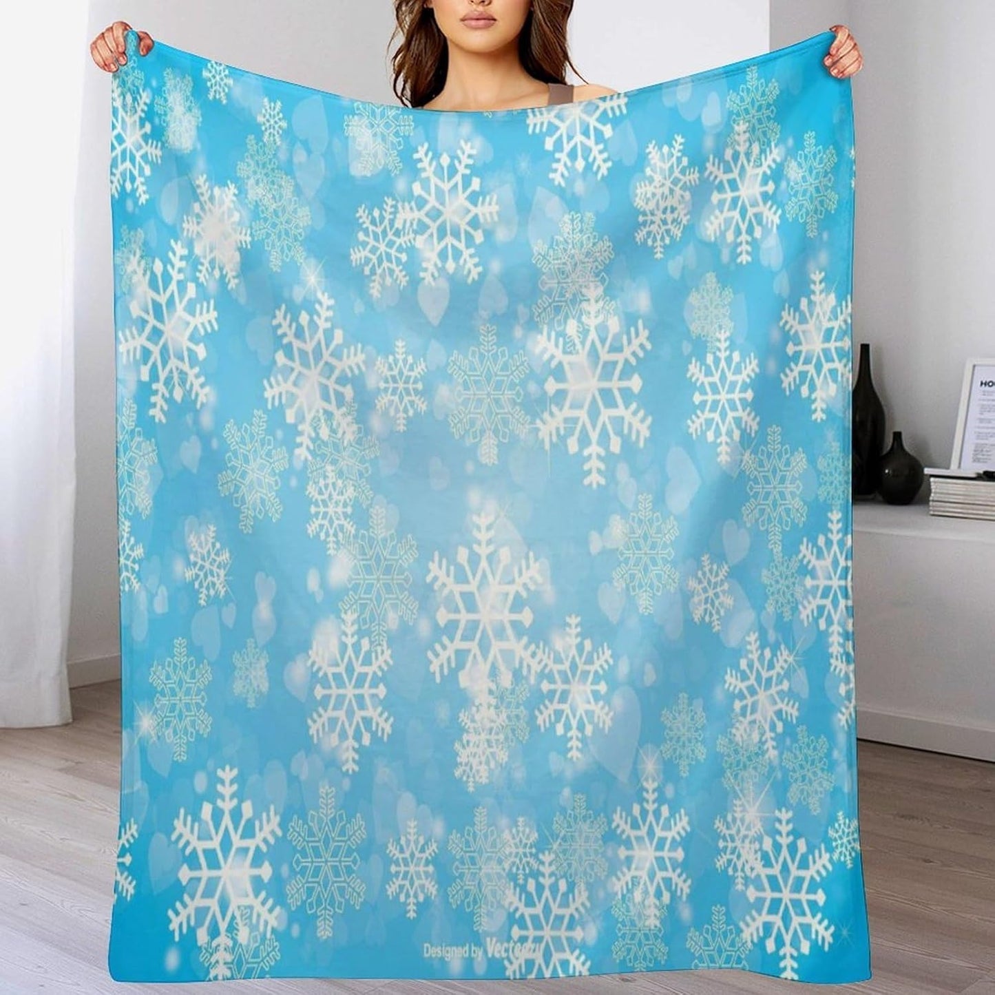 Winter Snowflake Throw Blanket for Couch Super Soft Warm Lightweight Throw Blankets Cozy Flannel Bed Blanket Cute Decorative Blankets for All Seasons Home Decor Gift 50"*60"（130 * 150cm）