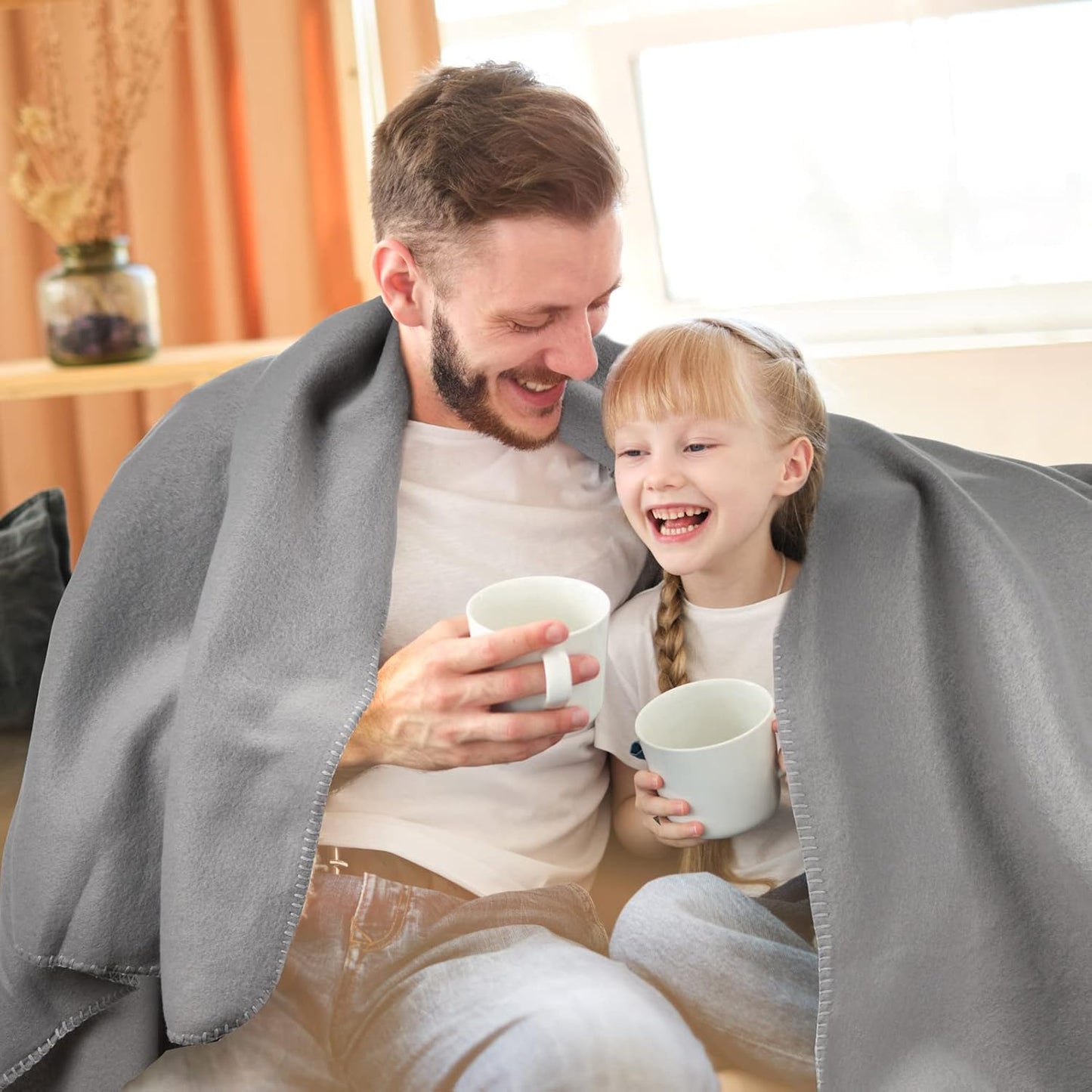 Fleece Throw Blankets Bulk Fleece Blankets Solid Wholesale Lightweight Warm Soft for Pet Bed Sofa Couch Office Wedding Gifts Travel Seasons (Grey, Pack of 6-50x60 Inches)