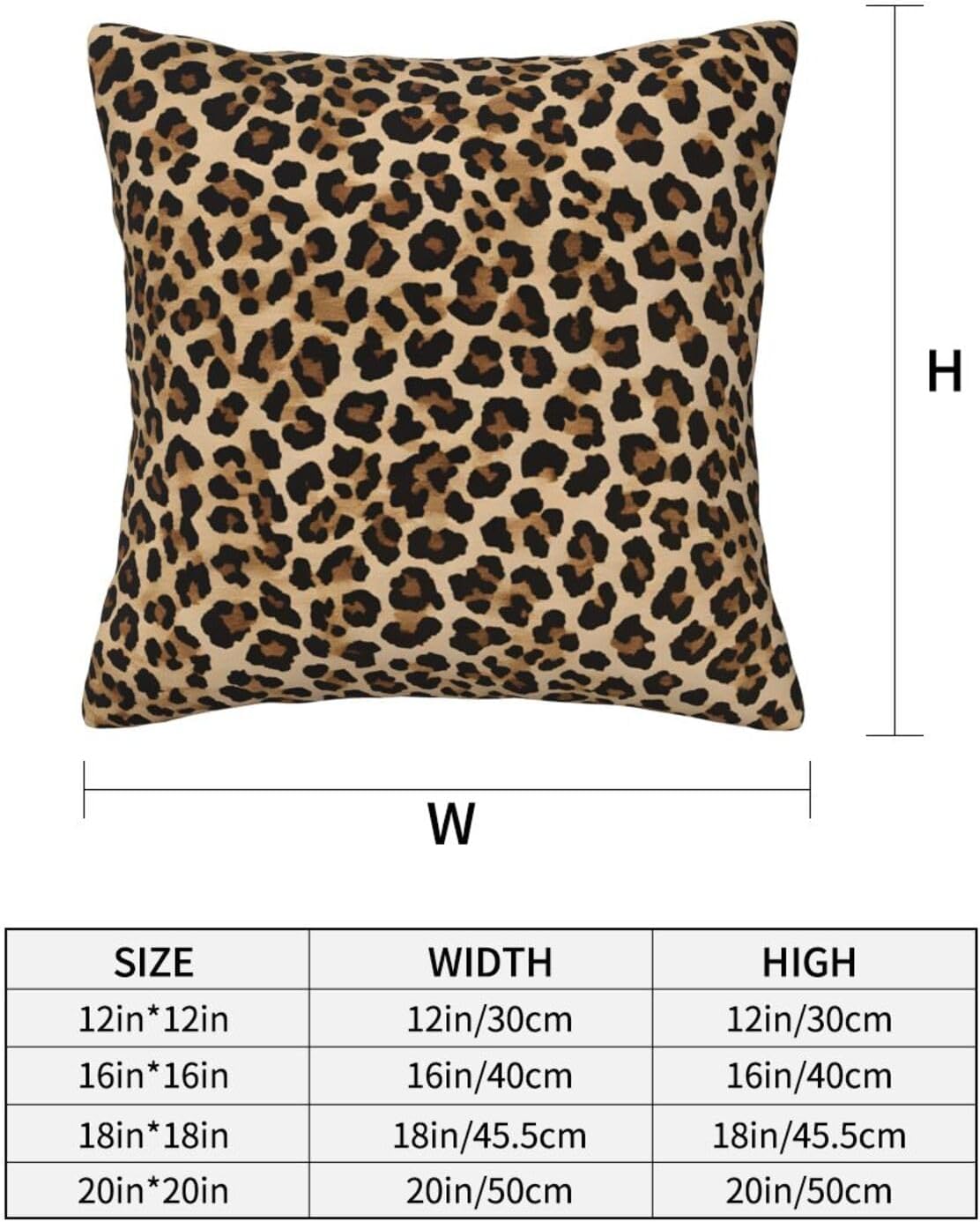 All-Season Square Pillow Covers 18"X18", Wild Leopard Animal, Decorative Throw Pillow Covers for Sofa Bed Couch, Hidden Zipper Cushion Cover, Square Lumbar & Accent Pillowcases for Home Decor