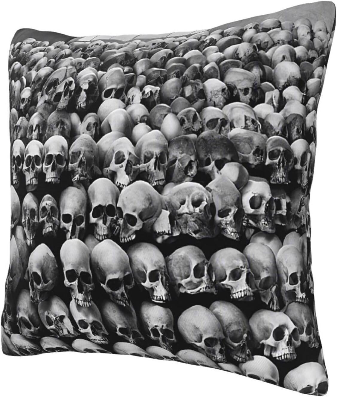 All-Season Square Pillow Covers 18"X18", Skulls Flowers, Decorative Throw Pillow Covers for Sofa Bed Couch, Hidden Zipper Cushion Cover, Square Lumbar & Accent Pillowcases for Home Decor