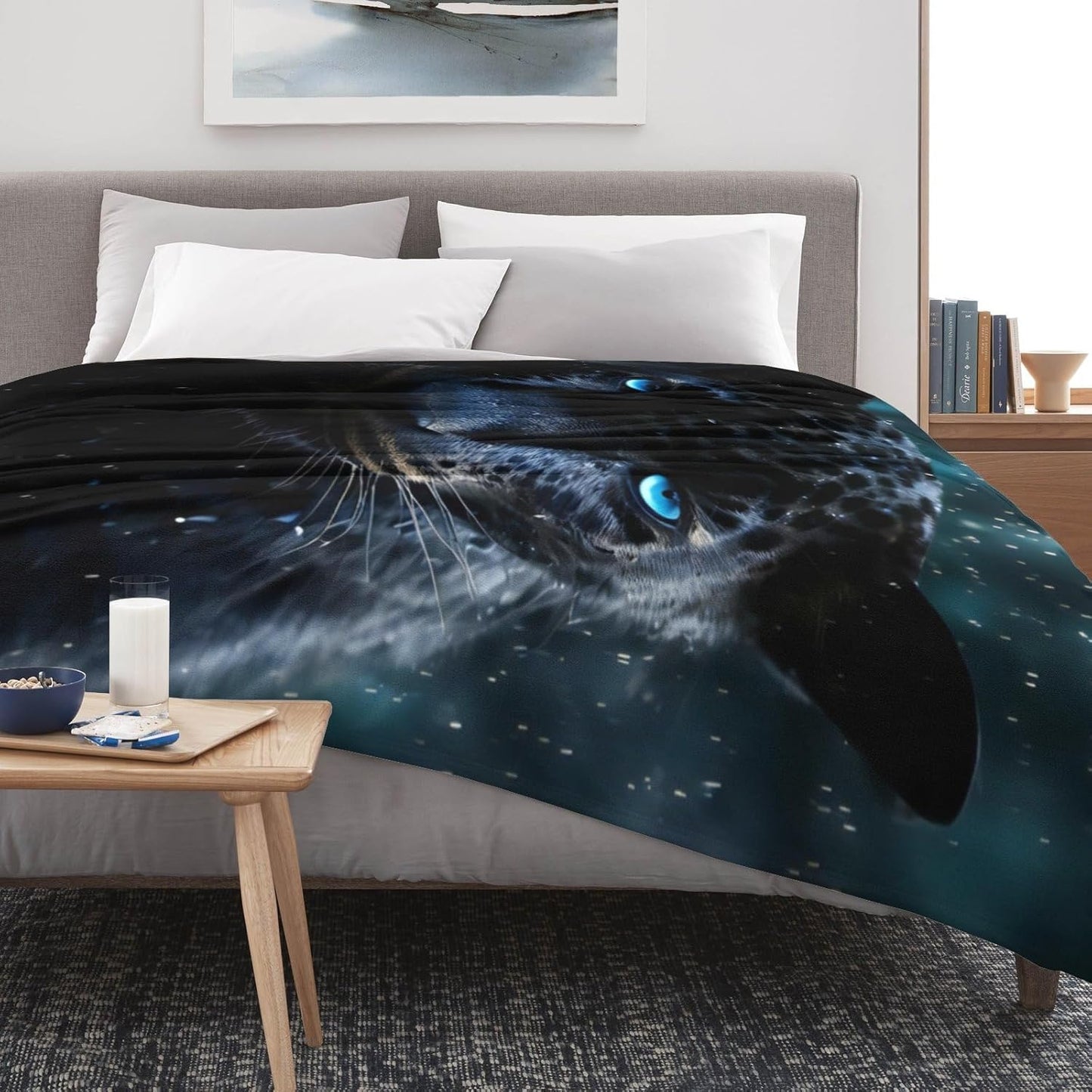 Black Panther 60"x50" Fleece Throw Blanket - Wild Animal Style Plush, Luxury Black Fuzzy Blanket That Does Not Fade