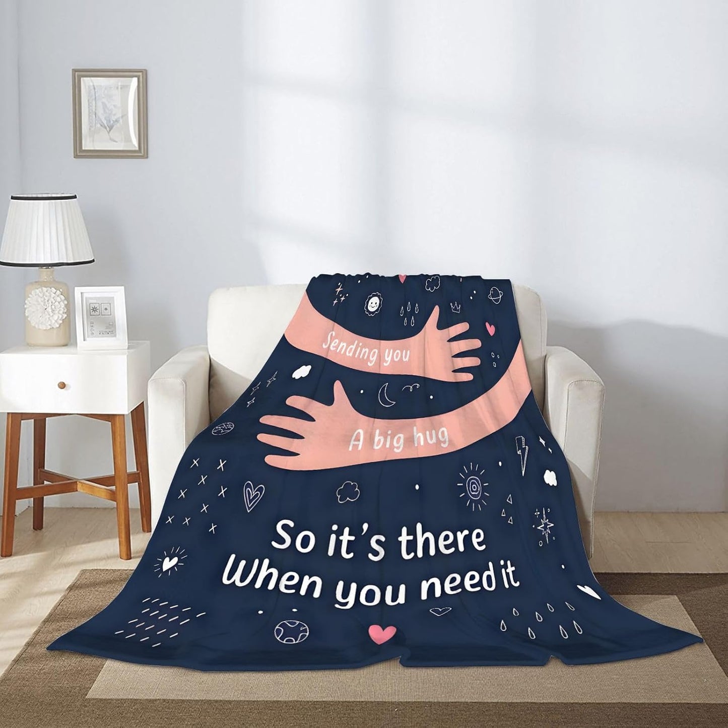 Sending You A Big Hug So Its There When You Need It Blanket Soft Cozy Throw Comfort Blanket Thoughtful Gift for Friends Family Sympathy Encouragement Recovery