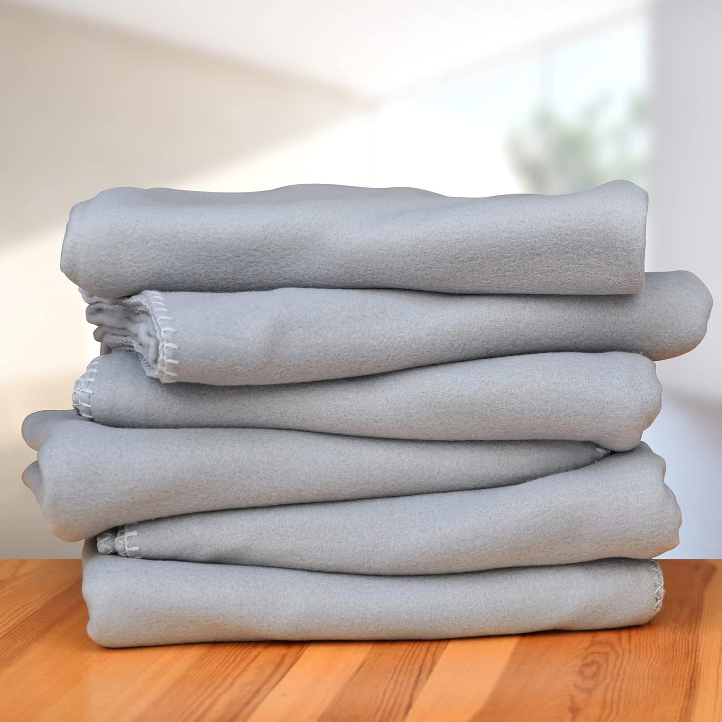 Fleece Throw Blankets Bulk Fleece Blankets Solid Wholesale Lightweight Warm Soft for Pet Bed Sofa Couch Office Wedding Gifts Travel Seasons (Grey, Pack of 6-50x60 Inches)